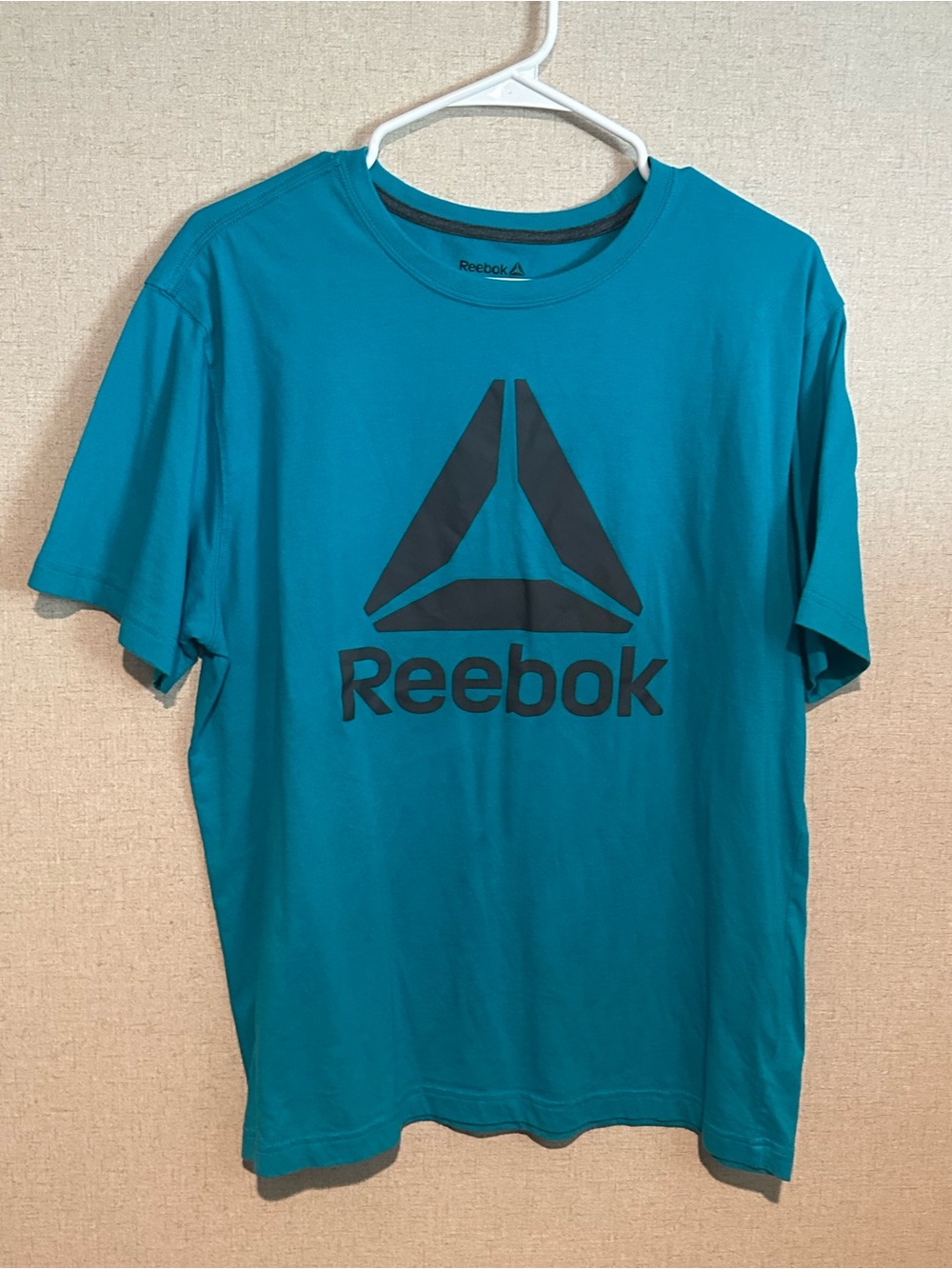 Reebok Men's Large Teal Logo Crew Neck T-Shirt